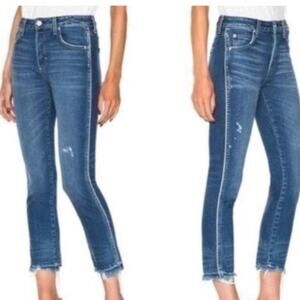 Amo Women's Babe Old School Distressed‎ Frayed Hem Cropped Piping Jeans Size 24
